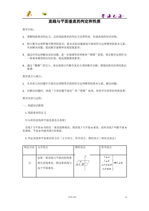 高三复习——直线与平面垂直的判定和性质(公开课)