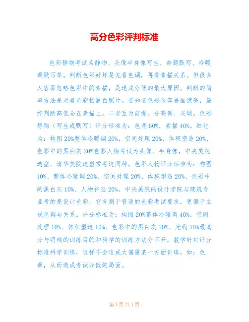 高分色彩评判标准 