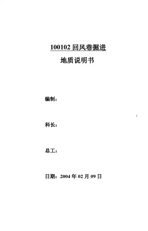 132水仓掘进地质说明书