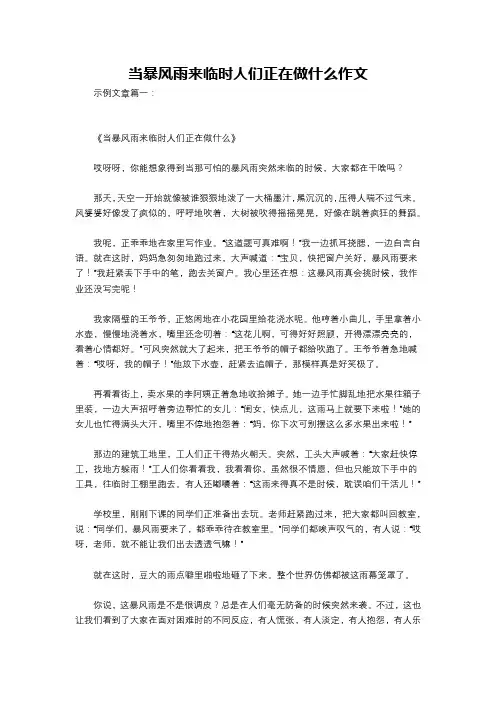 当暴风雨来临时人们正在做什么作文