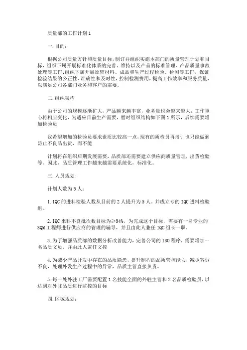 质量部的工作计划2020精选5篇(最新)