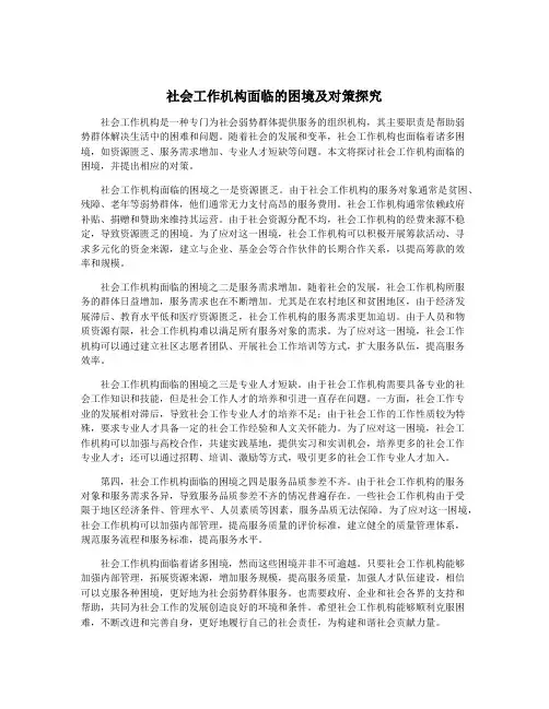 社会工作机构面临的困境及对策探究