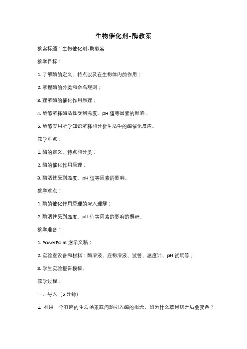 生物催化剂-酶教案