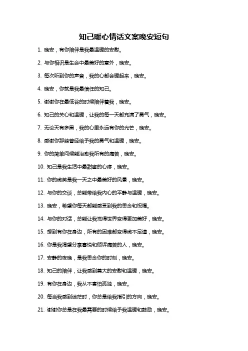 知己暖心情话文案晚安短句