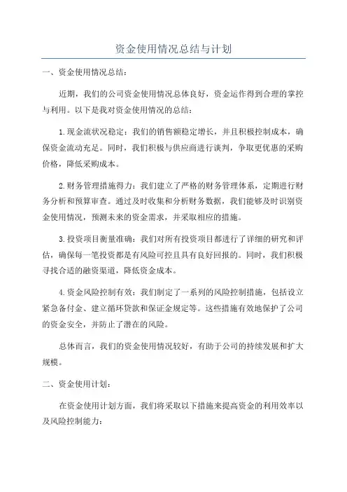 资金使用情况总结与计划