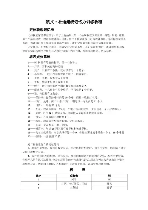凯文·杜迪超级记忆力训练教程