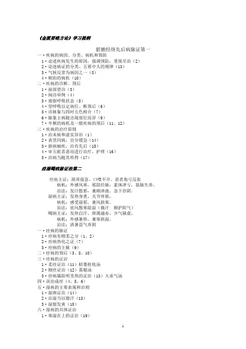 金匮要略方论学习提纲1