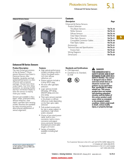 Eaton Enhanced 50系列光电传感器产品说明书