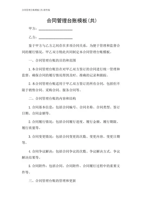2024年-合同管理台账模板(共)版