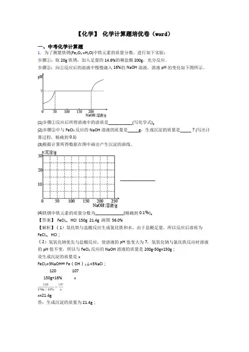 【化学】 化学计算题培优卷(word)