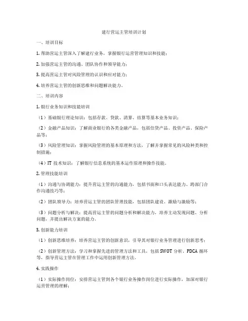 建行营运主管培训计划