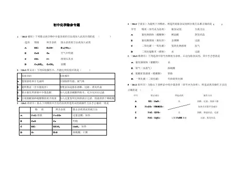 初中化学除杂专题(含答案)