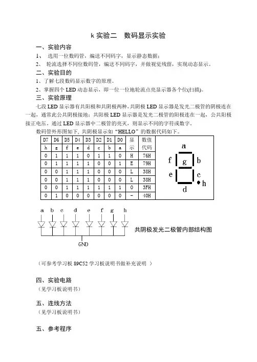 实验二  数码管显示实验