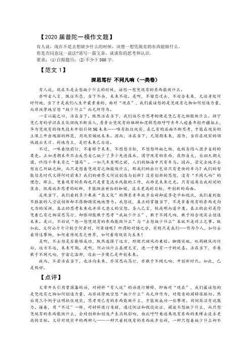 材料作文：有人说-现在不是去想缺少什么的时候-该想一想凭现有的东西能做什么。