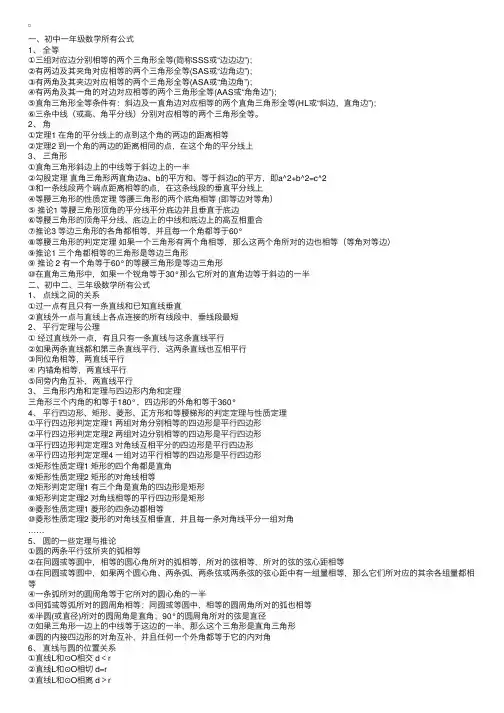 新人教版初中数学公式大全