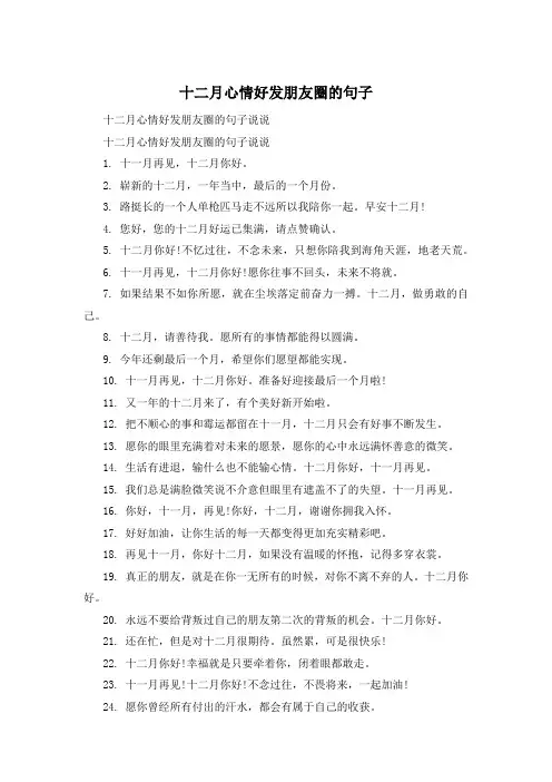 十二月心情好发朋友圈的句子