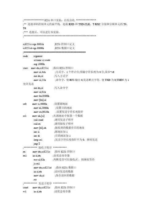 8251串口实验：自发自收