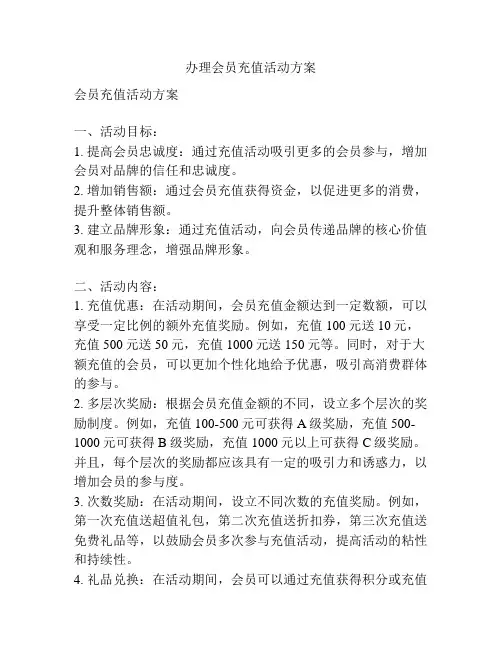 办理会员充值活动方案