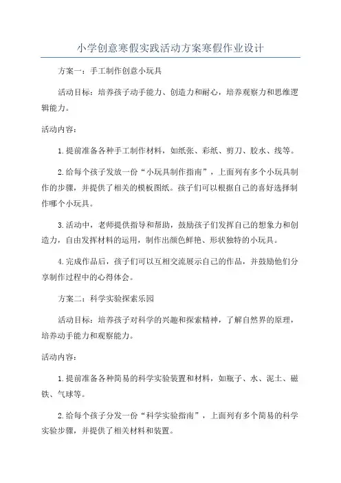 小学创意寒假实践活动方案寒假作业设计