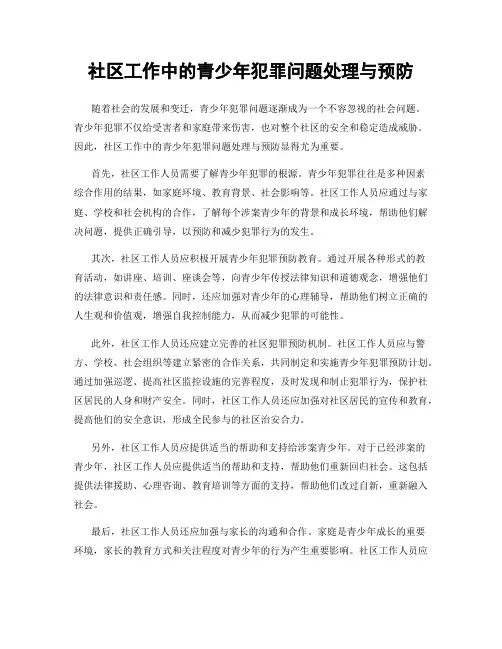社区工作中的青少年犯罪问题处理与预防