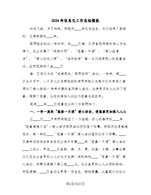 2024年信息化工作总结模板(五篇)