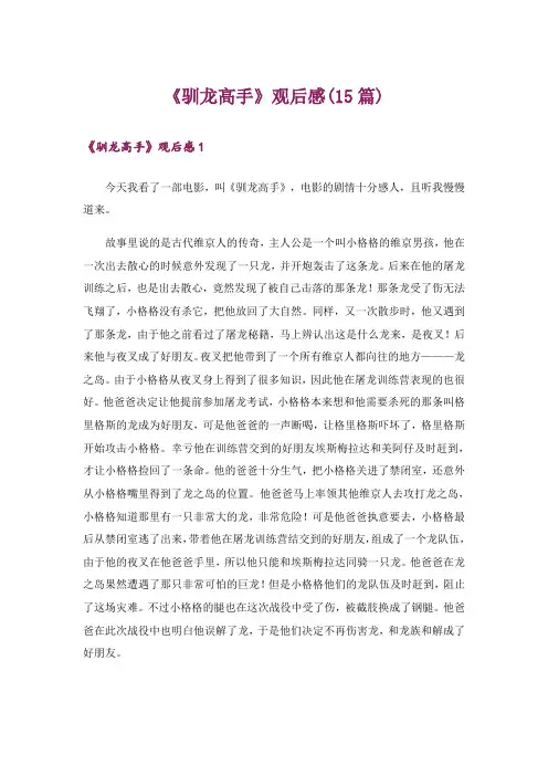 《驯龙高手》观后感(15篇)