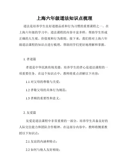 上海六年级道法知识点梳理