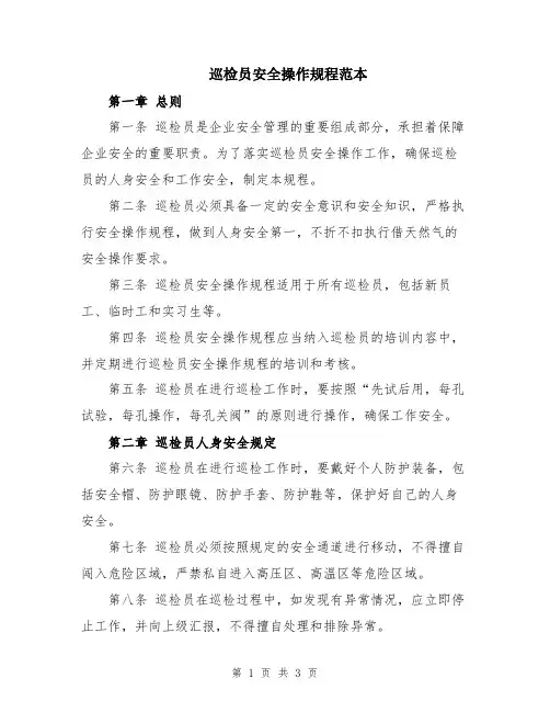巡检员安全操作规程范本