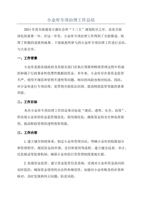 小金库专项治理工作总结