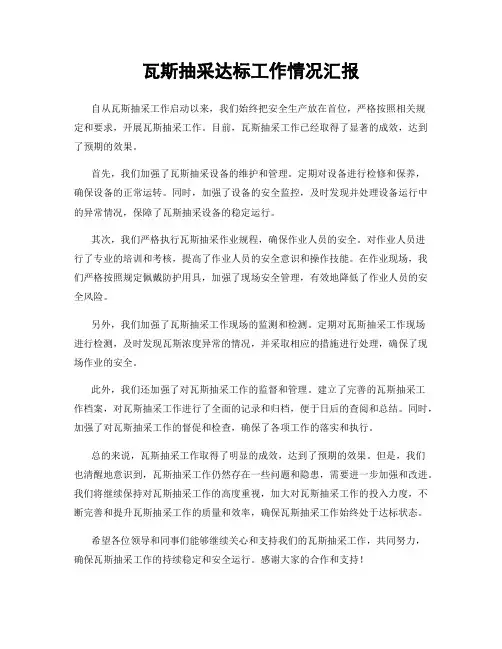 瓦斯抽采达标工作情况汇报