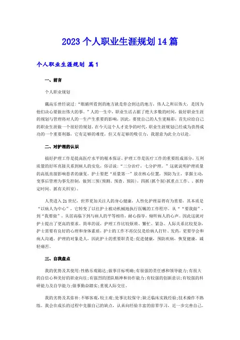 2023个人职业生涯规划14篇