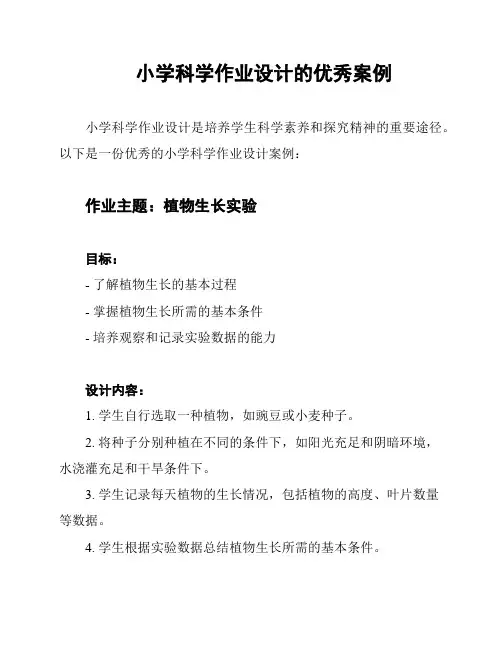 小学科学作业设计的优秀案例