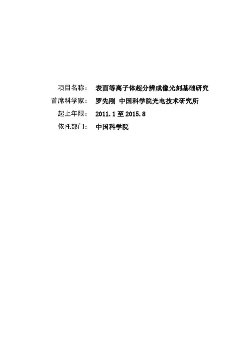 (项目管理)项目名称表面等离子体超分辨成像光刻基础研究首席科学家