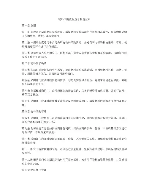物料采购流程规章制度范本