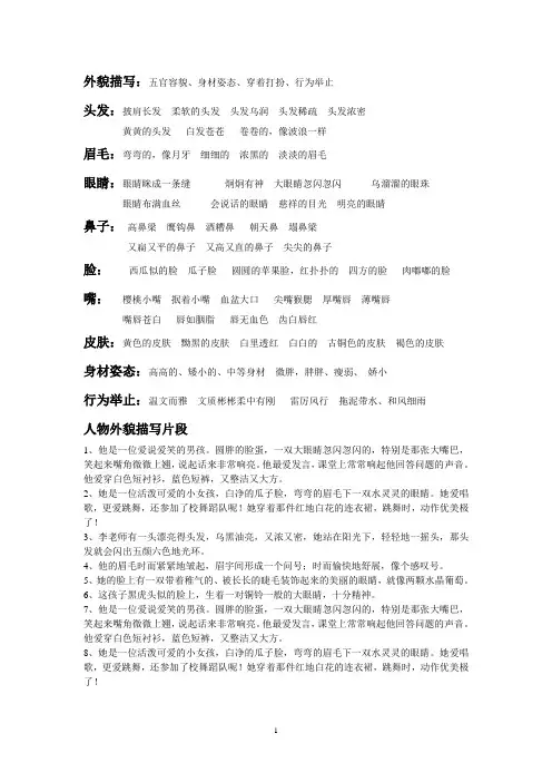 人物外貌描写