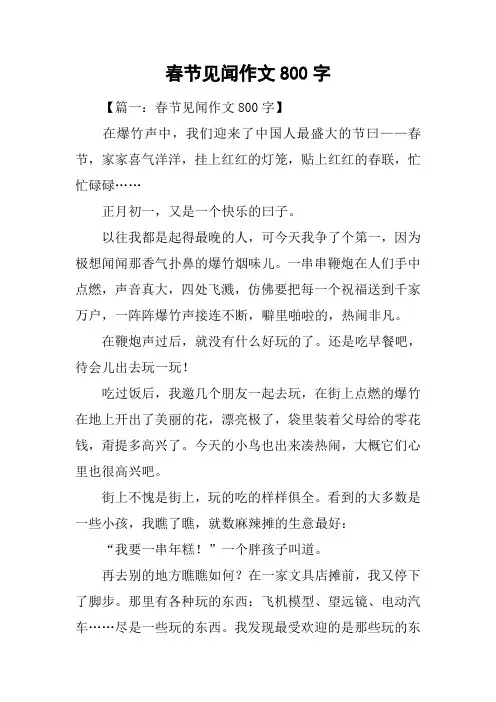 春节见闻作文800字