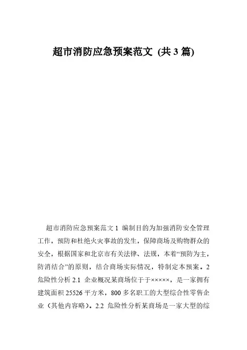 超市消防应急预案范文 (共3篇)