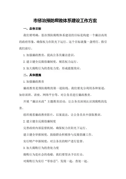 市惩治预防腐败体系建设工作方案