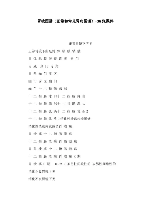胃镜图谱(正常和常见胃病图谱)-36张课件