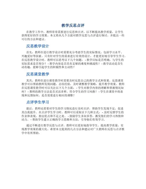 教学反思点评