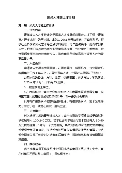 拔尖人才的工作计划
