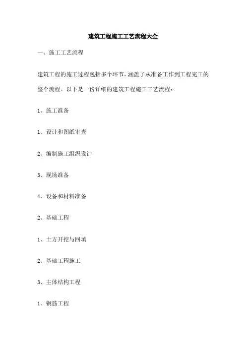 建筑工程施工工艺流程大全