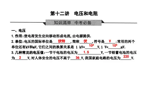 第十二讲 电压和电阻