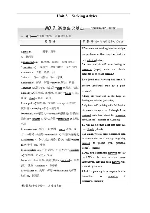 2020版高考英语新设计一轮复习重大版讲义：选修6 Unit 3 Seeking Advice 含答案