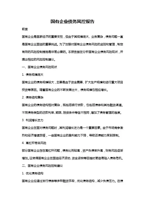 国有企业债务风控报告