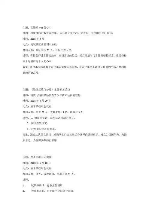 未成年人思想道德建设工作活动记录
