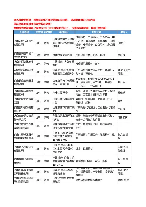 2020新版山东省济南印刷耗材工商企业公司名录名单黄页大全55家