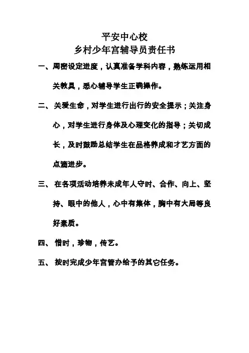 乡村少年宫辅导员职责