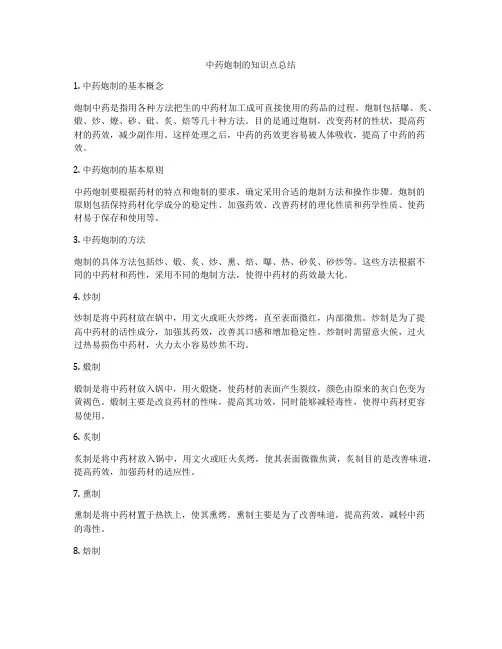 中药炮制的知识点总结