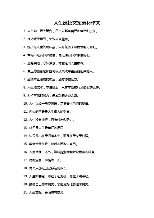 人生感悟文案素材作文